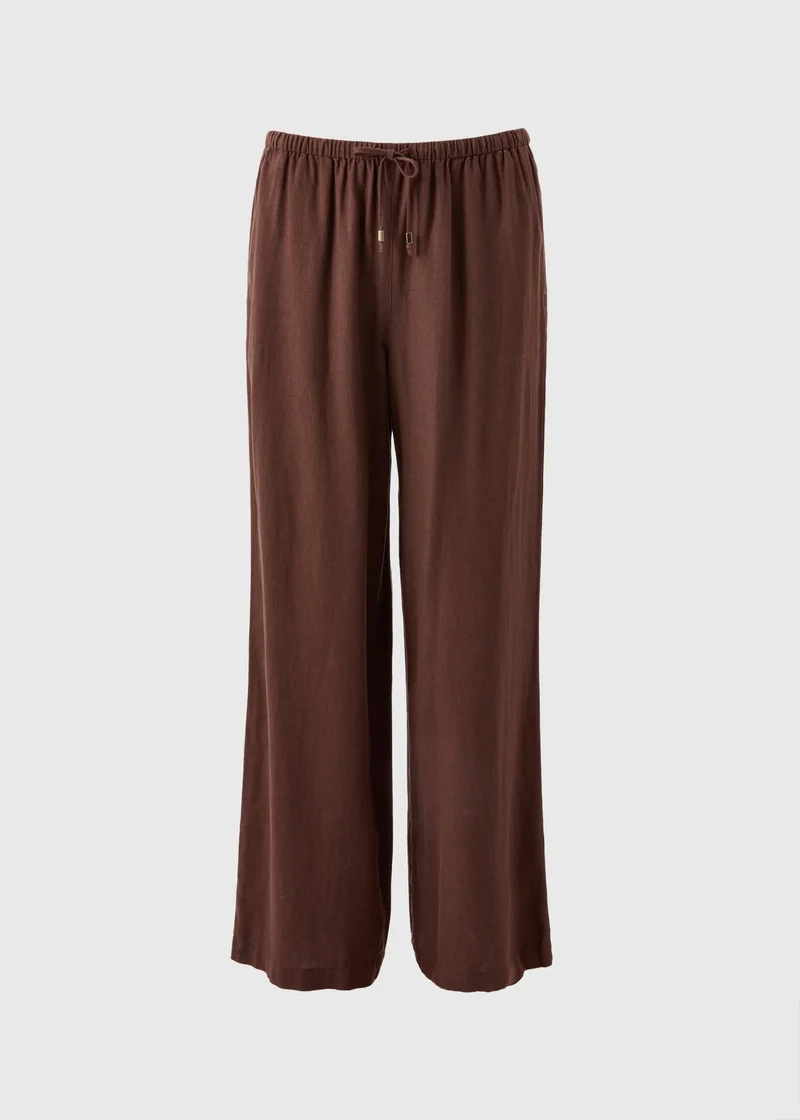 Matalan Brown Chocolate Brown Linen Wide Leg Co Ord Trousers for Women | Best Price UAE